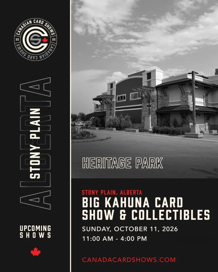 Big Kahuna Card Show & Collectibles poster: Sunday, October 11, 2026, 11:00 AM – 4:00 PM, Heritage Park
