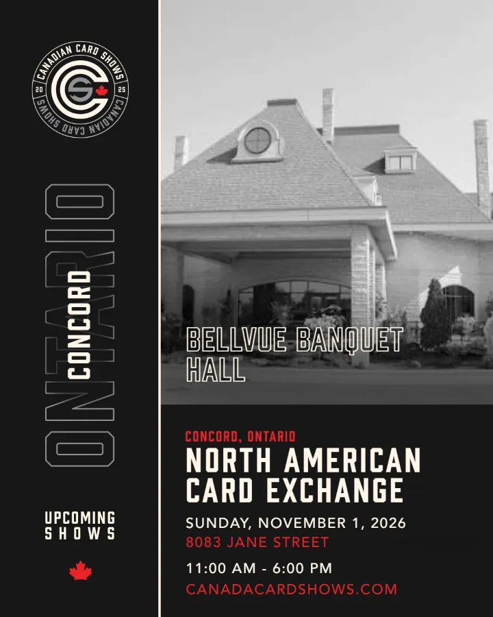 North American Card Exchange poster: Sunday, November 1, 2026, 11:00 AM – 6:00 PM, Bellvue Banquet Hall