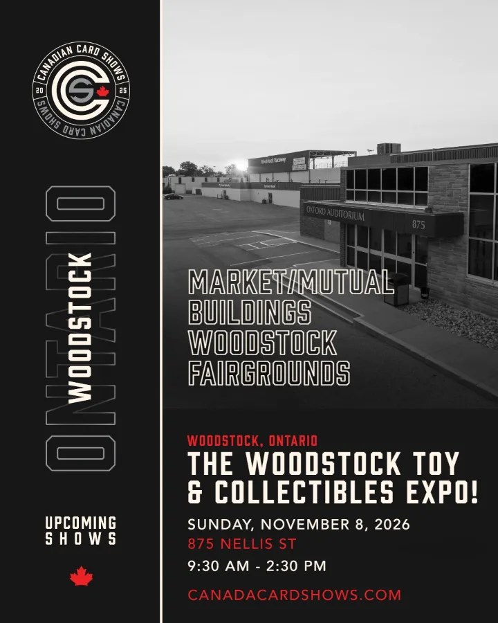 The Woodstock Toy & Collectibles Expo! poster: Sunday, November 8, 2026, 9:30 AM – 2:30 PM, Market/Mutual Buildings Woodstock Fairgrounds