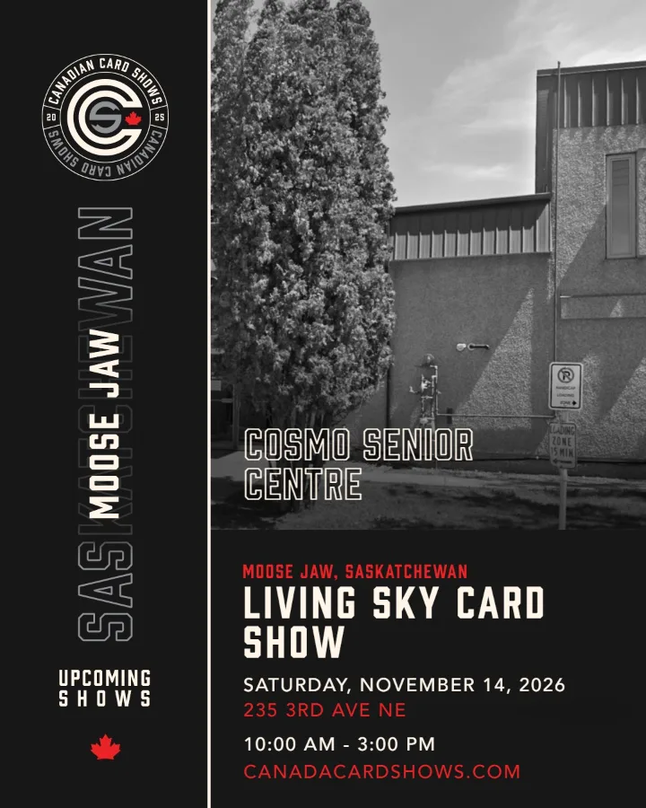 Living Sky Card Show poster: Saturday, November 14, 2026, 10:00 AM – 3:00 PM, Cosmo Senior Centre