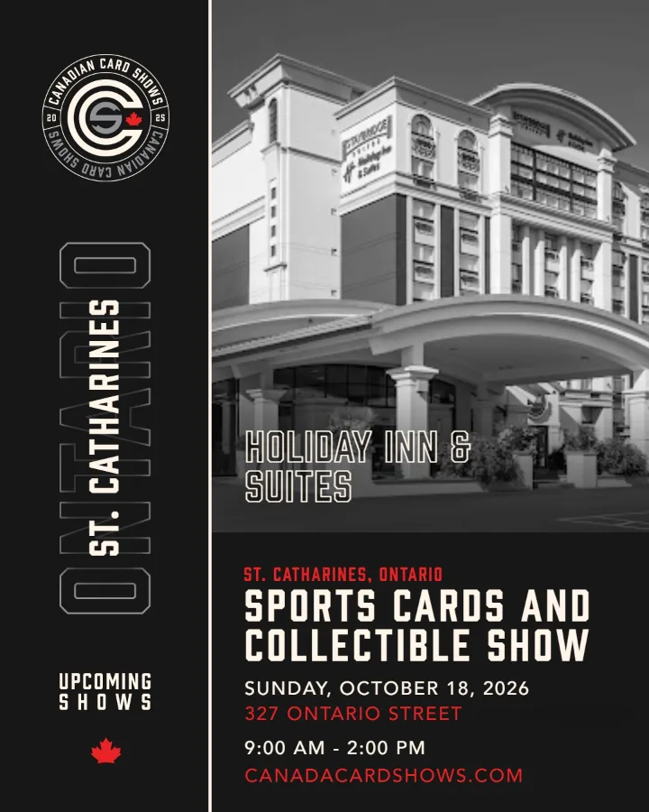 Sports Cards and Collectible Show poster: Sunday, October 18, 2026, 9:00 AM – 2:00 PM, Holiday Inn & Suites